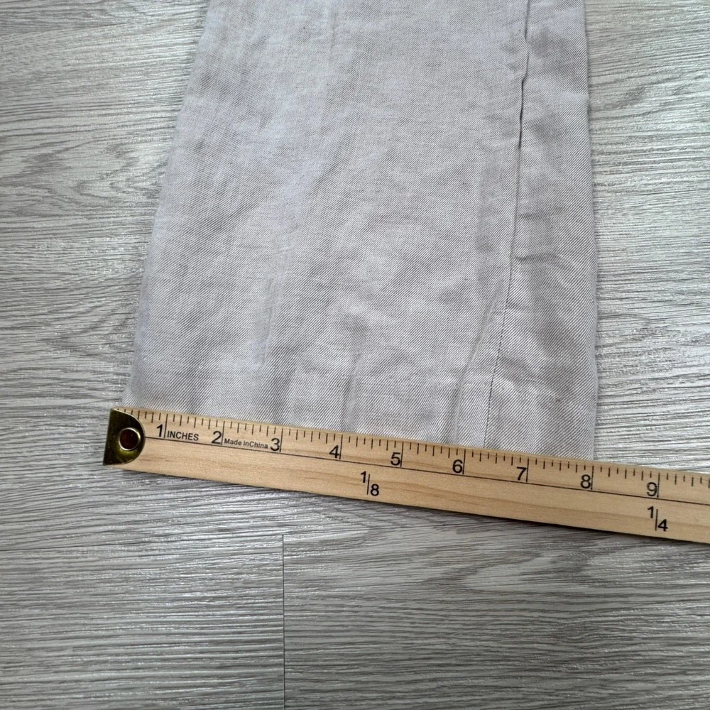 Perry Ellis Mens Linen Blend Flat Front Dress Pants Tan 34 x 32 Breathable